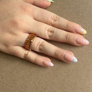 Caramel color stone Costume Jewellery eternity band